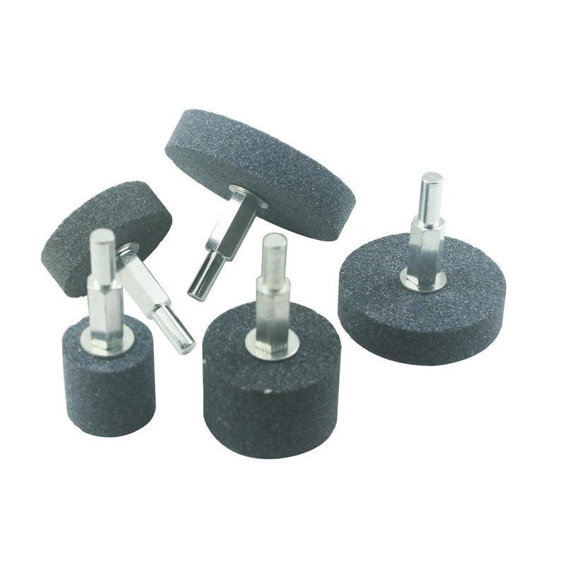 JUNLIXN 25/38/40/50/60 mm 5 Pcs Multiple Shapes Mounted Grinding Stone Sharpening Kits with 1/4-Inch Shank - Image 1